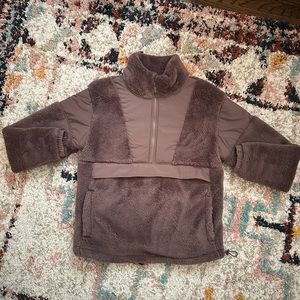 NWOT Victoria’s Secret Pink Teddy Half Zip Oversized Pullover Brown